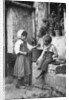 Two children in a backyard by Constance Ellis