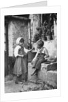 Two children in a backyard by Constance Ellis