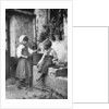 Two children in a backyard by Constance Ellis