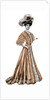 Woman wearing a long dress and a hat by Andre & Sleigh