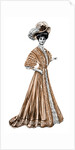 Woman wearing a long dress and a hat by Andre & Sleigh