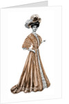 Woman wearing a long dress and a hat by Andre & Sleigh