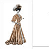 Woman wearing a long dress and a hat by Andre & Sleigh