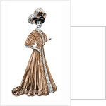 Woman wearing a long dress and a hat by Andre & Sleigh