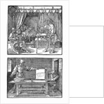 Apparatus for translating three-dimensional objects into two-dimensional drawings by Albrecht Dürer