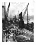 Cargo being unloaded at the docks, Upper Pool, London by Fox