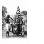 Sesame mill painted in honour of a Hindu goddess, India by Ewing Galloway