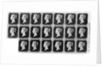 Block of twenty 'Penny Black' stamps by Anonymous
