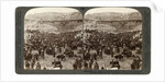 Cattle market day, in the lower pool of Gihon, Valley of Hinnom, Jerusalem, Palestine by Underwood & Underwood