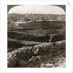 Jerusalem, as seen from the south-east, showing the site of the temple, Palestine by Underwood & Underwood