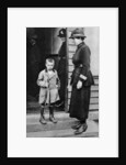 An East End child and a policewoman, London by Anonymous