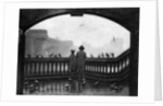 A man and a boy feeding the birds by Blackfriars Bridge, London by Anonymous