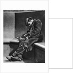 A man sleeping on Blackfriars Bridge, London by Walter Benington