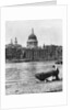 Thames waterman and his boat on the 'beach' at Bankside, London by McLeish