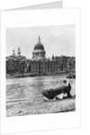 Thames waterman and his boat on the 'beach' at Bankside, London by McLeish