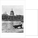 Thames waterman and his boat on the 'beach' at Bankside, London by McLeish