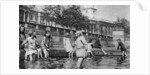 Children paddling in the fountains at Trafalgar Square, London by Whiffin