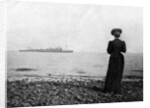 The Empress Maria Feodorovna looking at a Danish naval vessel off Hvidovre, Denmark by Queen Alexandra