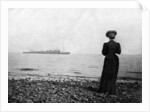 The Empress Maria Feodorovna looking at a Danish naval vessel off Hvidovre, Denmark by Queen Alexandra