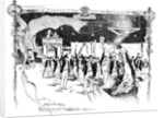 A cricket theme for a menu card design by George Hillyard Swinstead