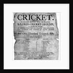 Flyer advertising a cricket match between Hampshire and England, 1819 ( by Anonymous