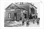 Damaged railway station at Roye, France, First World War by Anonymous