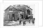 Damaged railway station at Roye, France, First World War by Anonymous