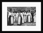 Monks of the Greek church carrying volumes of the Liturgy, Greece by Anonymous