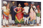 Nautch dancing girls with accompanying musicians, India by SR Norton