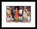 Nautch dancing girls with accompanying musicians, India by SR Norton