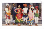 Nautch dancing girls with accompanying musicians, India by SR Norton