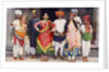 Nautch dancing girls with accompanying musicians, India by SR Norton