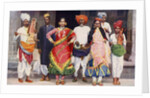 Nautch dancing girls with accompanying musicians, India by SR Norton