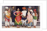 Nautch dancing girls with accompanying musicians, India by SR Norton