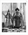 Lamist priests of Sikkim wearing robes, Talung monastery, India by John Claude White