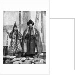 Lamist priests of Sikkim wearing robes, Talung monastery, India by John Claude White