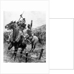 Uhlans checked by barbed wire near Liege, Belgium, First World War by Anonymous