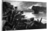 British troops on riverbank prepared for German advance, Belgium, First World War by Anonymous