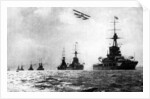 Dreadnoughts and hydroplane, British Grand Fleet, North Sea, First World War by Anonymous