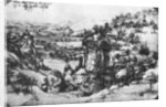 A sketch of a countryside view by Leonardo Da Vinci