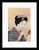 A Japanese woman using a beni brush to paint her lips by Hashiguchi Goyo