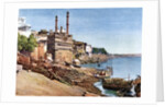 The river Ganges and the Burning Ghats at Benares (Varanasi), India by Anonymous