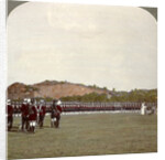 Receiving the colours inside the square, India by Underwood & Underwood