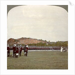Receiving the colours inside the square, India by Underwood & Underwood