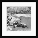 Inflated bullock skins used as ferry boats on the Sutlej River, Punjab, India by Anonymous