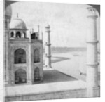 Looking north-west from the Taj Mahal up the Jumna river to Agra, India by Underwood & Underwood