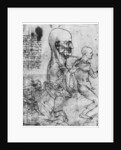 Profile of a man's head and studies of two riders by Leonardo Da Vinci