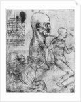 Profile of a man's head and studies of two riders by Leonardo Da Vinci