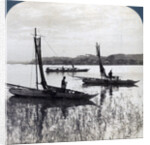 Fishing boats coming home at sunset, near Yokohama, Japan by Underwood & Underwood