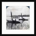 Fishing boats coming home at sunset, near Yokohama, Japan by Underwood & Underwood